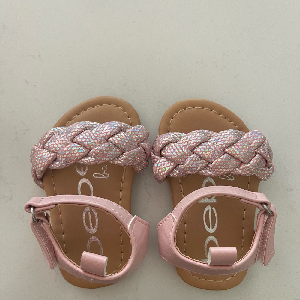 Bebe Sparkling Pink Braided Kids Sandals